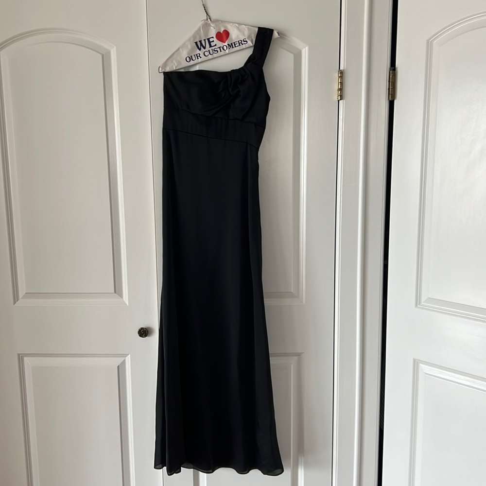 Black one shoulder evening gown